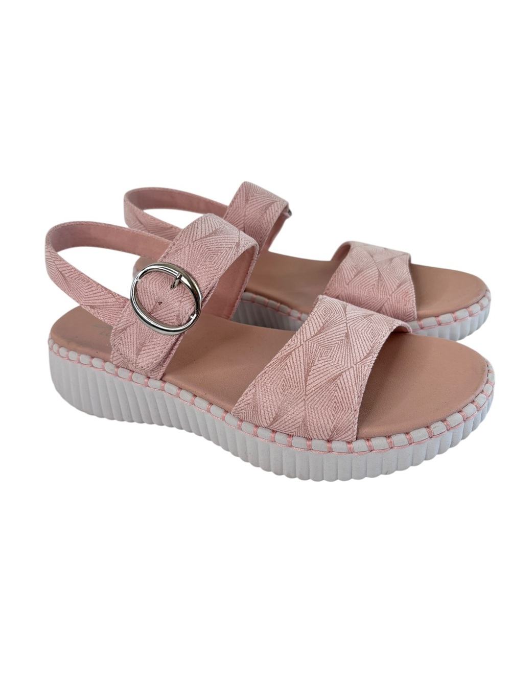 Skechers Wilshire BLVD-Illusion of Love Wedge Sandal Womens Sz 8 Pink Slingback